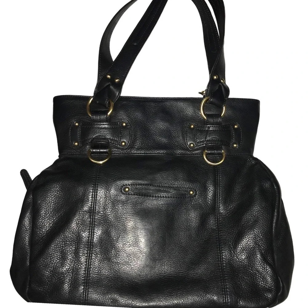 b.Makowsky Leather Purse with Gold Accents Large - Picture 2 of 11